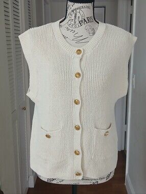 Song‎ of Style Revolve Ribbed Knit Vest with Gold Buttons